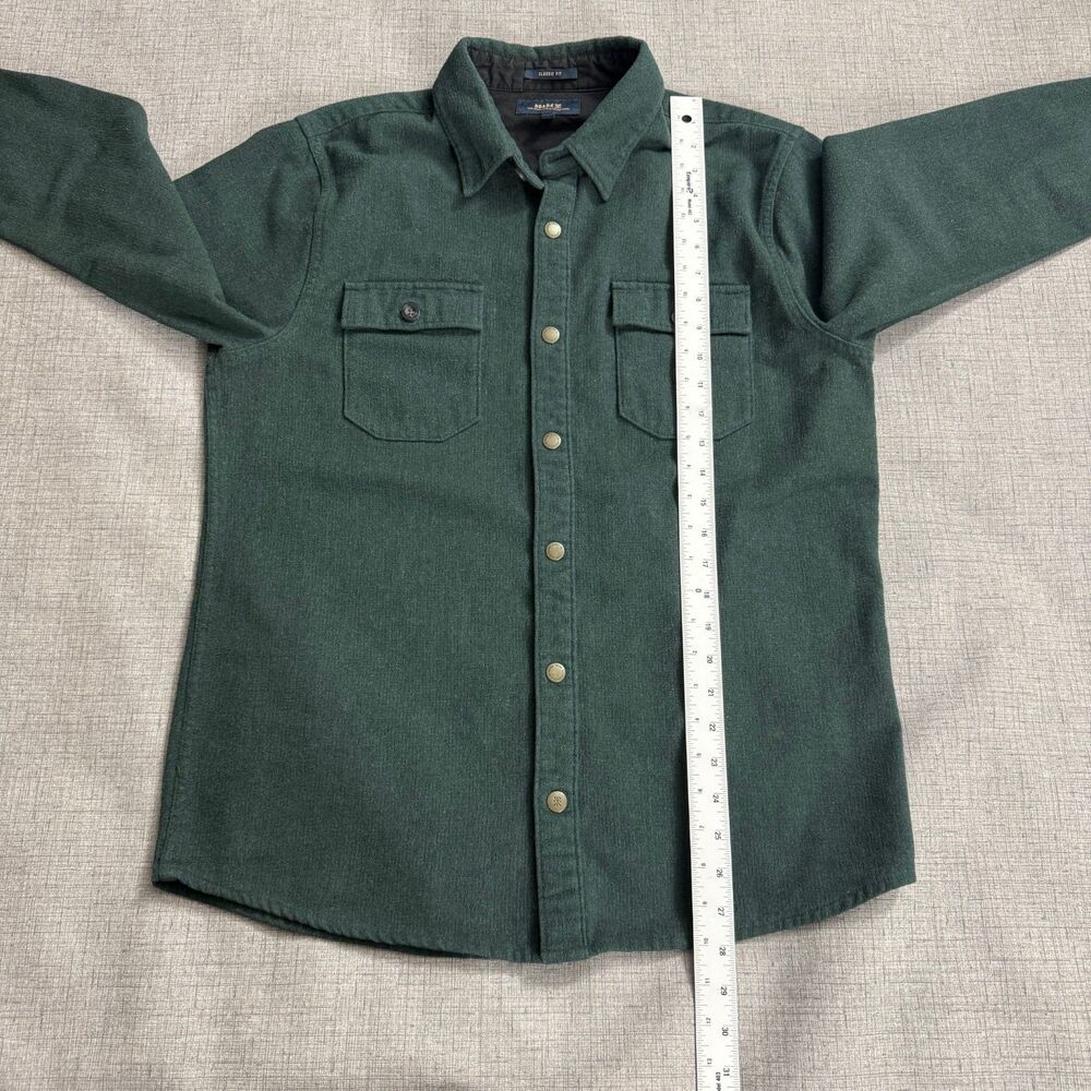 Roark Flannel Shirt Men's L Green Classic Organic Cotton Elbow Patches - Picture 5 of 11